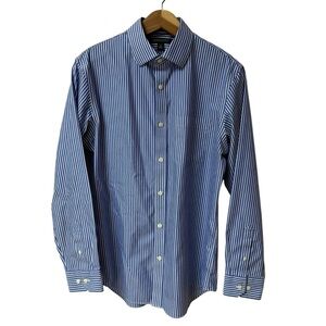 Banana Republic Men’s Non Iron Blue White Striped Classic Fit Dress Shirt Size S